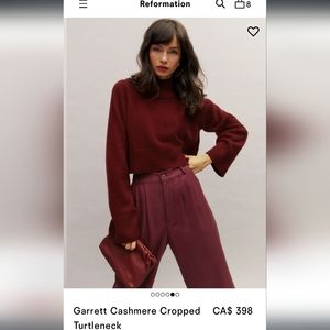 Reformation Garrett Cropped Cashmere Sweater (Brand New)
